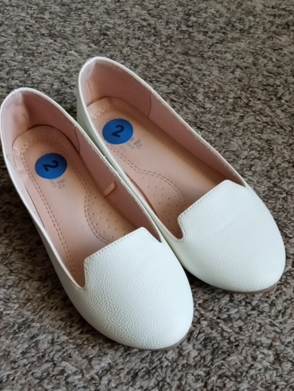 Girls White Slip-On Flats
